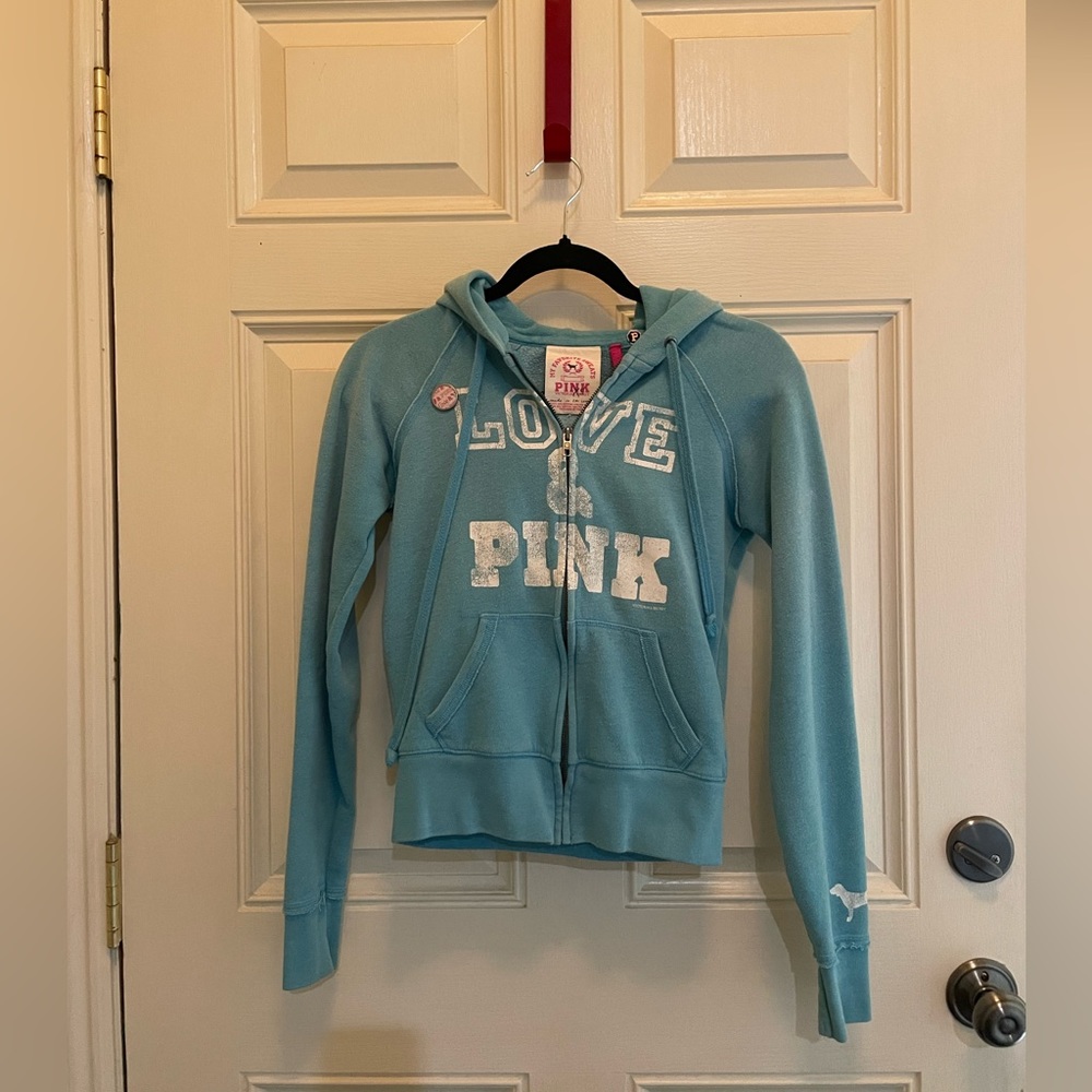 Victorias Secret zippered hoody, blue, XS
